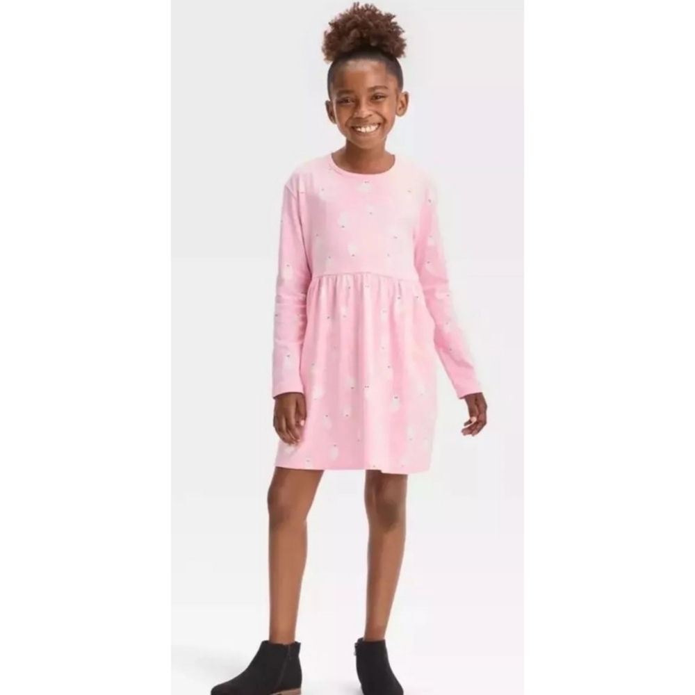 Cat & Jack Long Sleeve Ghost print dress Pink Size L (10/12)